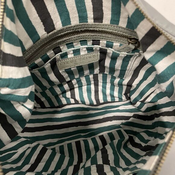 Liebeskind Berlin Leather Nylon Crossbody Shoulder Hand Bag Purse Gray Large - Picture 11 of 11